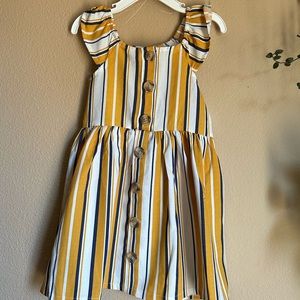 Little lass size 3t little girls sleeveless navy and mustard striped dress